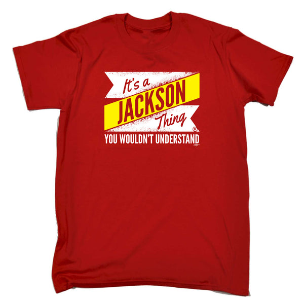 123t Funny Tee - Jackson V2 Surname Thing - Mens T-Shirt