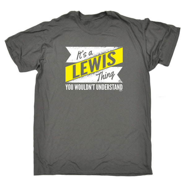 123t Funny Tee - Lewis V2 Surname Thing - Mens T-Shirt