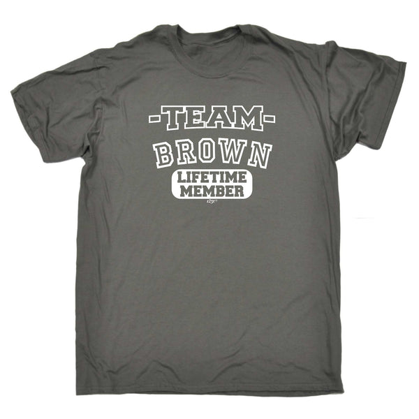 123t Funny Tee - Brown V2 Team Lifetime Member - Mens T-Shirt