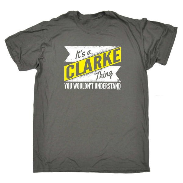 123t Funny Tee - Clarke V2 Surname Thing - Mens T-Shirt