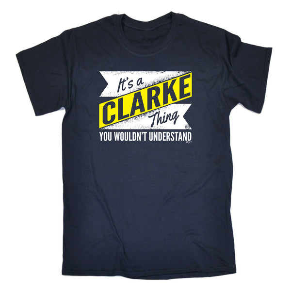 123t Funny Tee - Clarke V2 Surname Thing - Mens T-Shirt