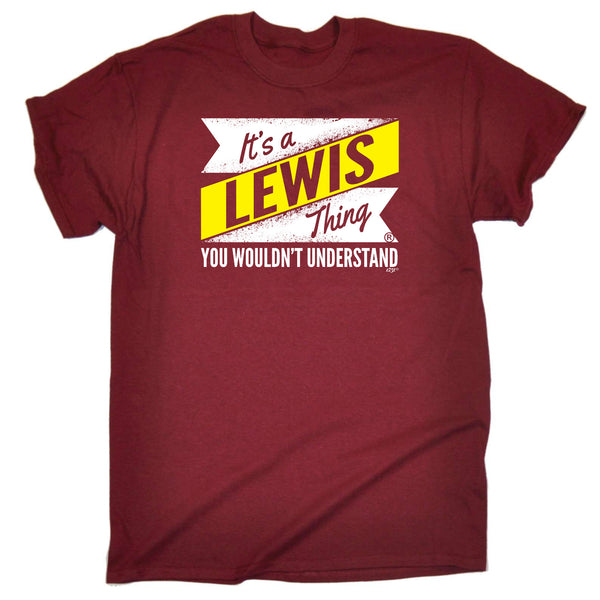 123t Funny Tee - Lewis V2 Surname Thing - Mens T-Shirt