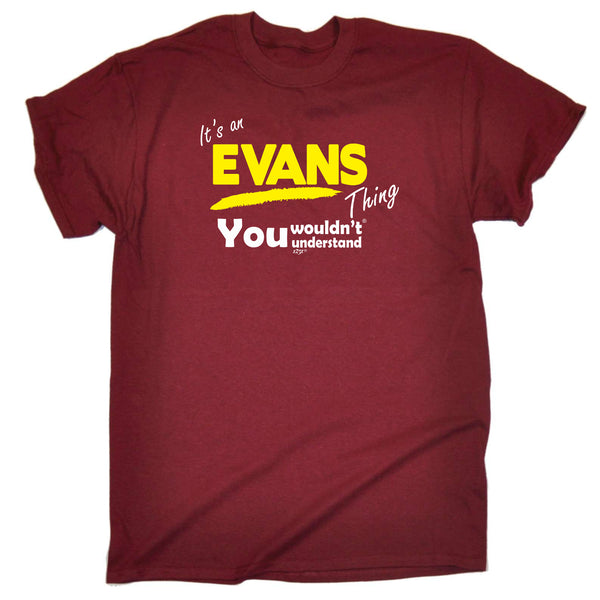 123t Funny Tee - Evans V1 Surname Thing - Mens T-Shirt
