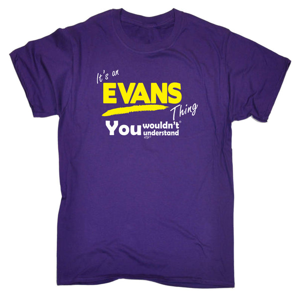 123t Funny Tee - Evans V1 Surname Thing - Mens T-Shirt