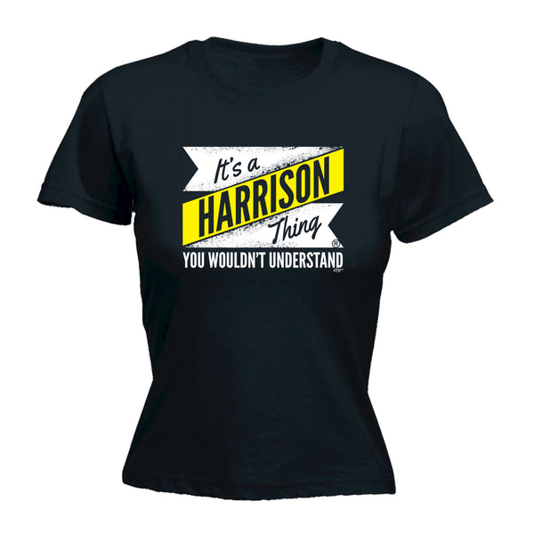 123t Funny Tee - Harrison V2 Surname Thing -  Womens Fitted Cotton T-Shirt Top T Shirt