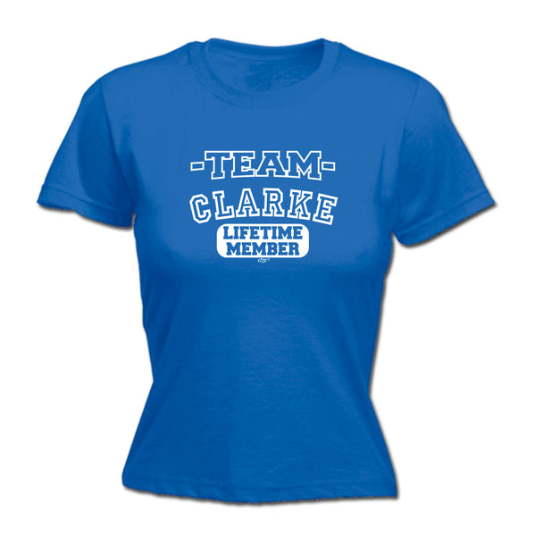 123t Funny Tee - Clarke V2 Team Lifetime Member -  Womens Fitted Cotton T-Shirt Top T Shirt