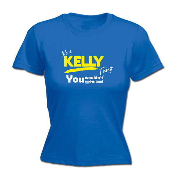123t Funny Tee - Kelly V1 Surname Thing -  Womens Fitted Cotton T-Shirt Top T Shirt