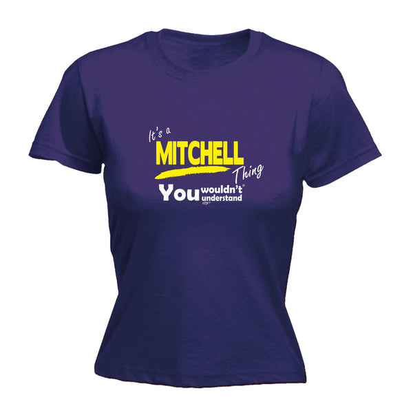 123t Funny Tee - Mitchell V1 Surname Thing -  Womens Fitted Cotton T-Shirt Top T Shirt
