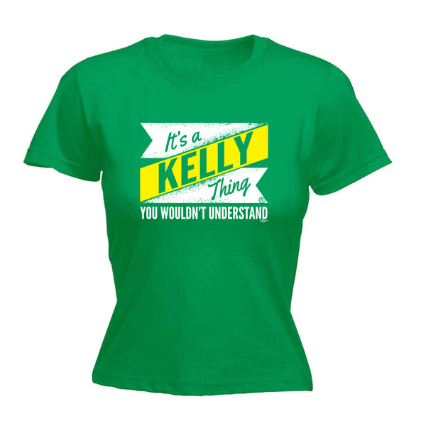123t Funny Tee - Kelly V2 Surname Thing -  Womens Fitted Cotton T-Shirt Top T Shirt