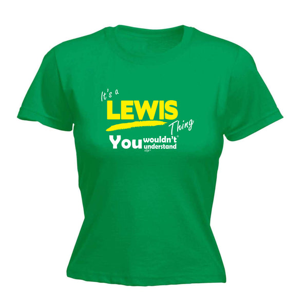 123t Funny Tee - Lewis V1 Surname Thing -  Womens Fitted Cotton T-Shirt Top T Shirt