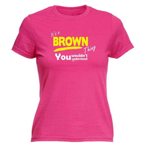 123t Funny Tee - Brown V1 Surname Thing -  Womens Fitted Cotton T-Shirt Top T Shirt