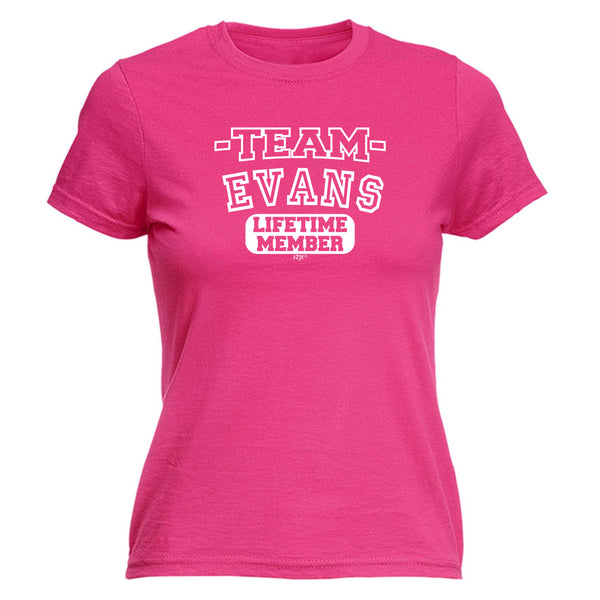 123t Funny Tee - Evans V2 Team Lifetime Member -  Womens Fitted Cotton T-Shirt Top T Shirt