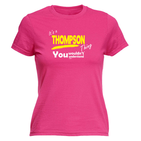 123t Funny Tee - Thompson V1 Surname Thing -  Womens Fitted Cotton T-Shirt Top T Shirt