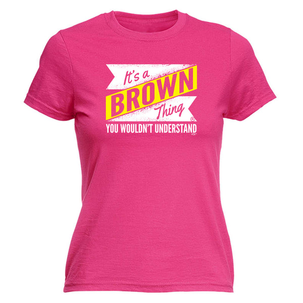 123t Funny Tee - Brown V2 Surname Thing -  Womens Fitted Cotton T-Shirt Top T Shirt
