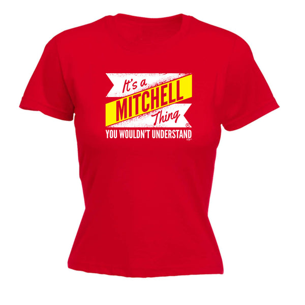123t Funny Tee - Mitchell V2 Surname Thing -  Womens Fitted Cotton T-Shirt Top T Shirt