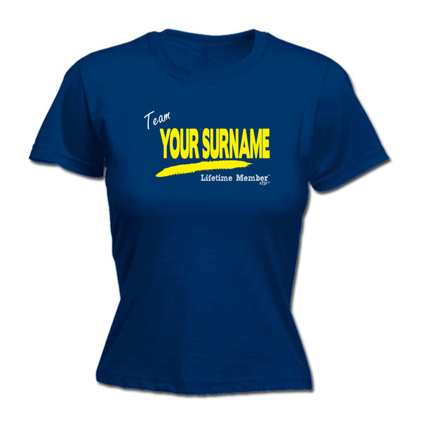 123t Funny Tee - Your Surname V1 Lifetime Member -  Womens Fitted Cotton T-Shirt Top T Shirt