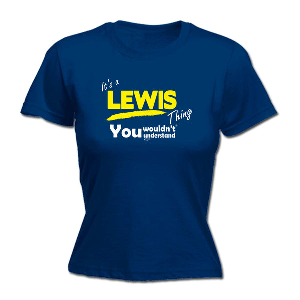 123t Funny Tee - Lewis V1 Surname Thing -  Womens Fitted Cotton T-Shirt Top T Shirt