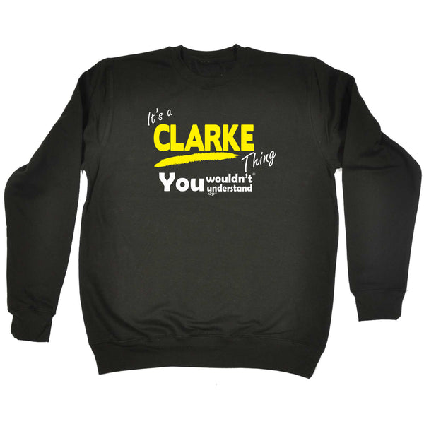 123t Funny Sweatshirt - Clarke V1 Surname Thing - Sweater Jumper