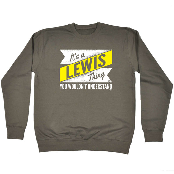 123t Funny Sweatshirt - Lewis V2 Surname Thing - Sweater Jumper