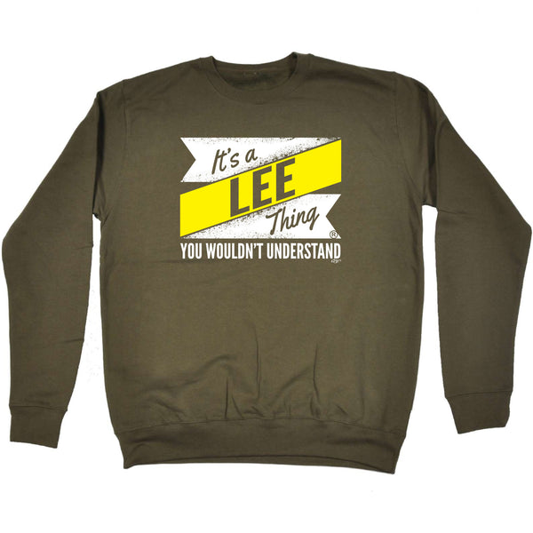 123t Funny Sweatshirt - Lee V2 Surname Thing - Sweater Jumper