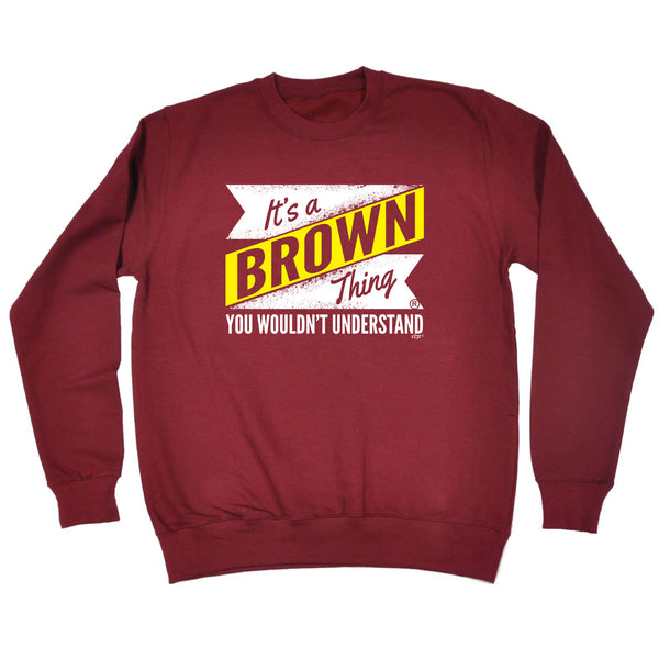 123t Funny Sweatshirt - Brown V2 Surname Thing - Sweater Jumper