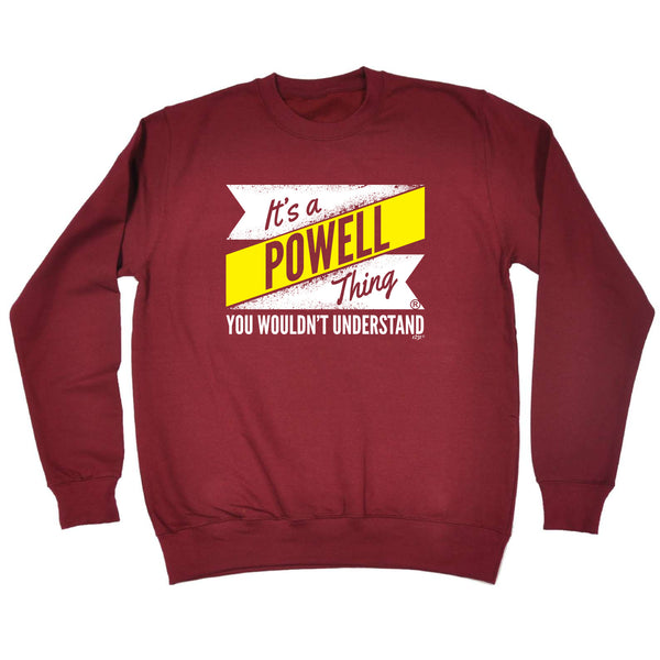 123t Funny Sweatshirt - Powell V2 Surname Thing - Sweater Jumper