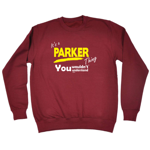 123t Funny Sweatshirt - Parker V1 Surname Thing - Sweater Jumper