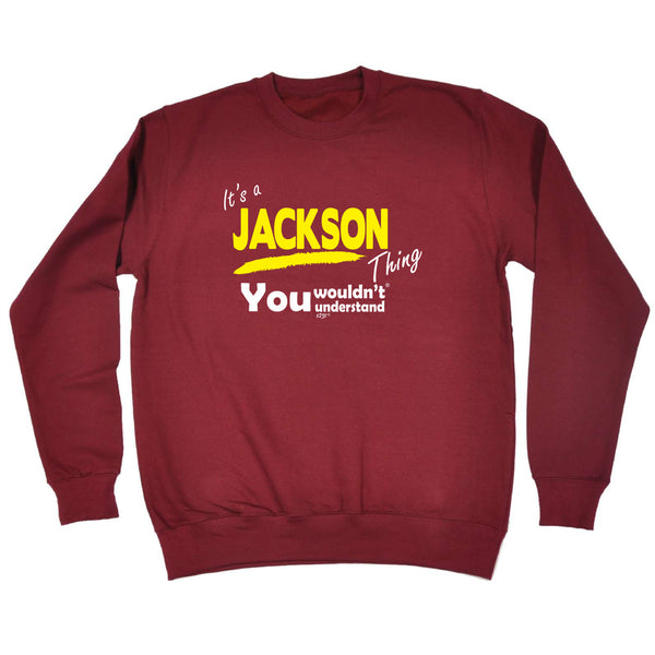 123t Funny Sweatshirt - Jackson V1 Surname Thing - Sweater Jumper