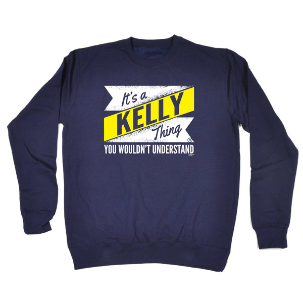123t Funny Sweatshirt - Kelly V2 Surname Thing - Sweater Jumper