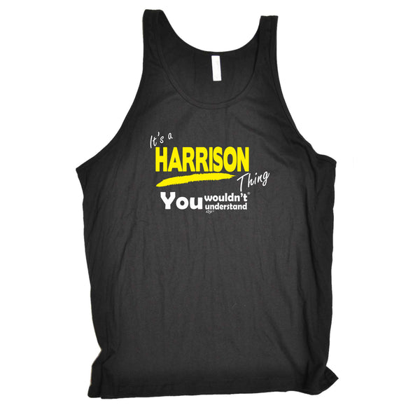123t Funny Vest - Harrison V1 Surname Thing - Bella Singlet Top